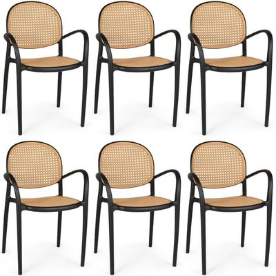 Kit 6 Cadeiras De Jantar Roma Com Braço Para Sala E Cozinha - Preto