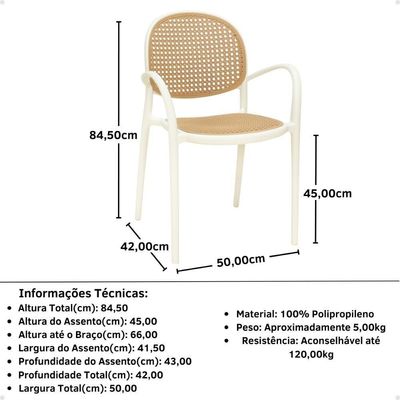 Cadeira De Jantar Roma Com Braço Para Sala E Cozinha - Bege