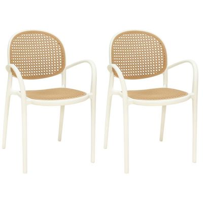 Kit 2 Cadeiras De Jantar Roma Com Braço Para Sala E Cozinha - Bege