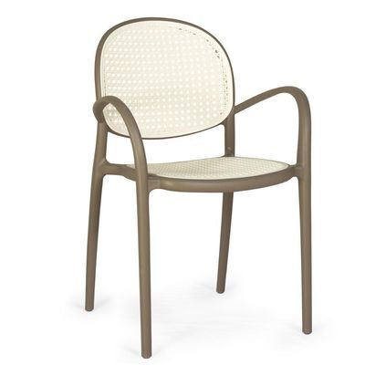 Kit 8 Cadeiras De Jantar Roma Com Braço Para Sala E Cozinha - Branco/cinza Escuro