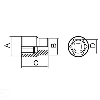 Soquete Sextavado Em Aço Cromo Vanádio 26 Mm - Encaixe 3/4" Tramontina