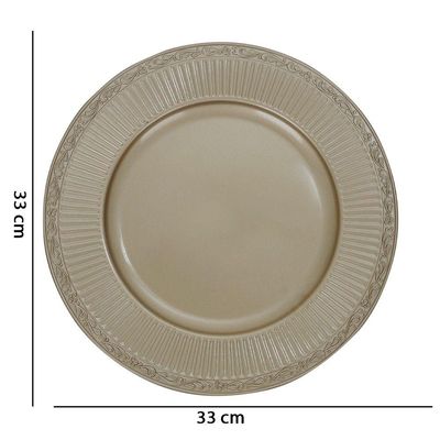 Sousplat Redondo Decorativo Natalino Champanhe 33x33x33cm