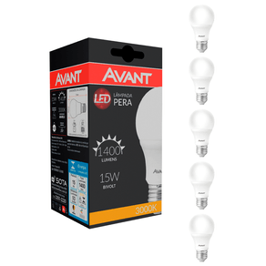 Kit-5-Lampadas-Led-15W-Avant-Amarela-Bivolt