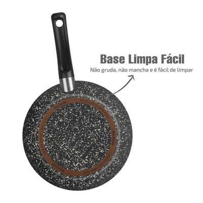 Frigideira Francesa 22cm Antiaderente Stone Pro Rochedo Preta