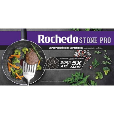 Frigideira Francesa 22cm Antiaderente Stone Pro Rochedo Preta