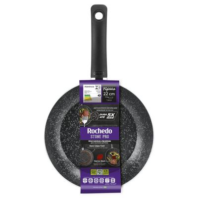 Frigideira Francesa 22cm Antiaderente Stone Pro Rochedo Preta