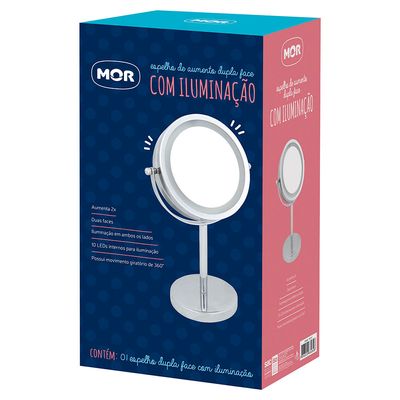 Espelho de Aumento Dupla Face com Iluminação