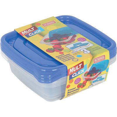 Conjunto 3 Potes Quadrado 600ml PO01 São Bernardo Sortido