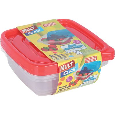 Conjunto 3 Potes Quadrado 600ml PO01 São Bernardo Sortido