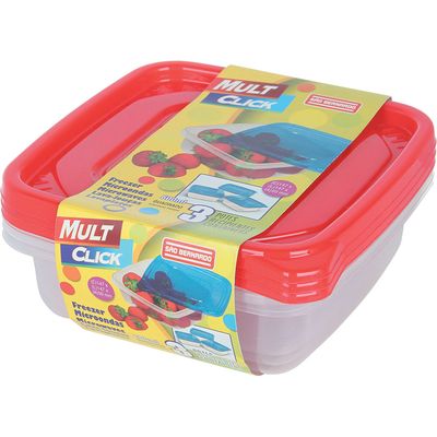 Conjunto 3 Potes Quadrado 600ml PO01 São Bernardo Sortido