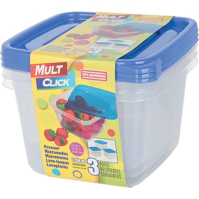 Conjunto 2 Potes Quadrado 1,15l PO-02 São Bernardo Sortido