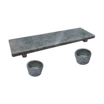 Kit Tabua Gourmet 30x10cm e 2 Molheiras 80ml em Pedra Sabão
