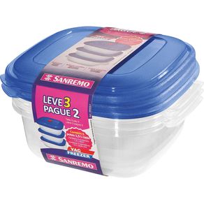 Conjunto 3 Potes Quadrado 1,5l Leve 3 e Pague 2 455/7 Sanremo Menor preço em Conjunto 3 Potes Quadrado 1,5l Leve 3 e Pague 2 455/7 Sanremo