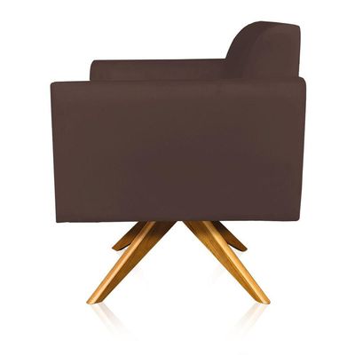 Poltrona Marisa Suede Base Madeira Marrom
