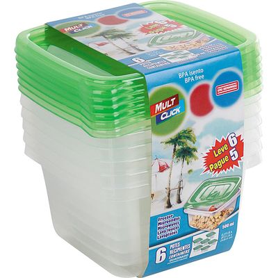 Conjunto 6 Potes Quadrado 500ml Leve 6 Pague 5 São Bernardo