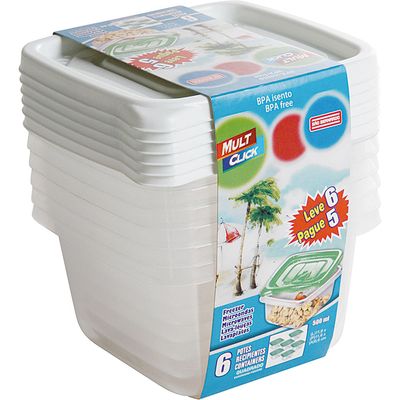 Conjunto 6 Potes Quadrado 500ml Leve 6 Pague 5 São Bernardo