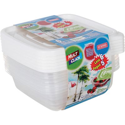 Conjunto 6 Potes Quadrado 600ml Leve 6 e Pague 5 São Bernardo