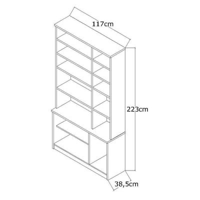 Estante Livreiro 3 Portas 5 Prateleiras Com Nichos Branco