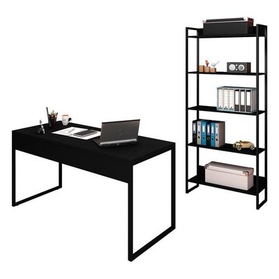 Escritório Mesa 150 E Estante Studio M18 Preto Mpozenato
