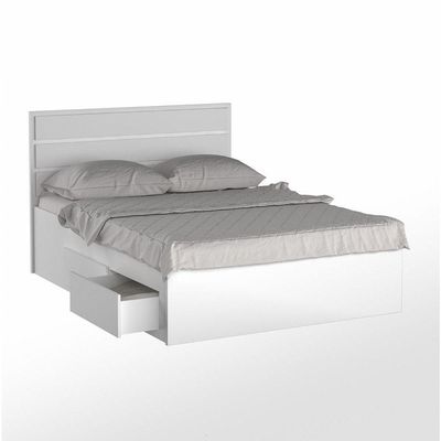 Cama De Casal Com Cabeceira 147Cm Branco Mpozenato