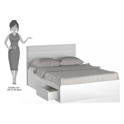 Cama De Casal Com Cabeceira 147Cm Branco Mpozenato