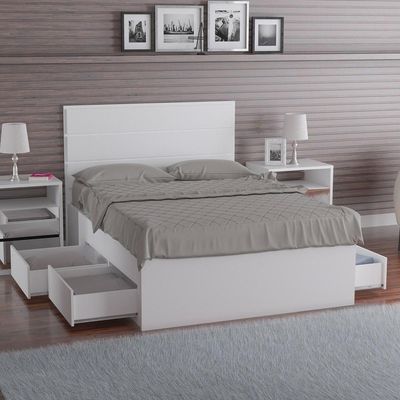 Cama De Casal Com Cabeceira 147Cm Branco Mpozenato