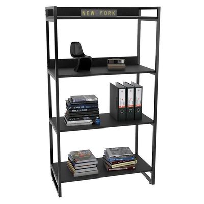 3 Estantes Livreiro Prisma 80Cm 4 Prateleiras Preto Onix