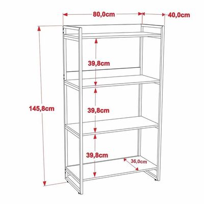 3 Estantes Livreiro Prisma 80Cm 4 Prateleiras Preto Onix