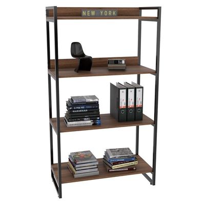 3 Estantes Livreiro 80Cm 4 Prateleiras C08 Nogal Mpozenato