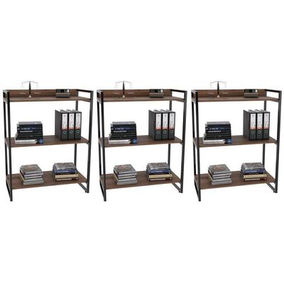3 Estantes Livreiro 80Cm 3 Prateleiras C08 Nogal Mpozenato