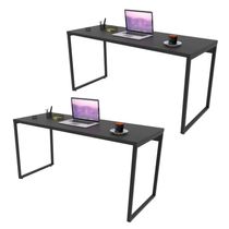 2 Mesas De Escritório Office 150Cm Preto Onix Mpozenato