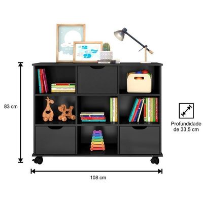 Nicho Organizador Toys 3 Gavetas Preto Mpozenato