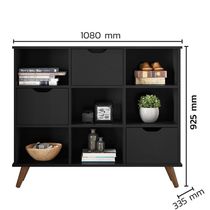 Nicho Organizador 6 Nichos 3 Gavetas Preto Mpozenato