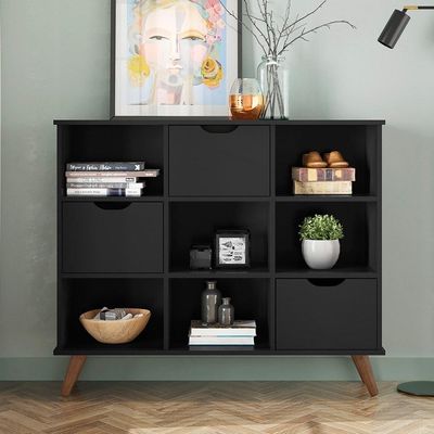 Nicho Organizador 6 Nichos 3 Gavetas Preto Mpozenato