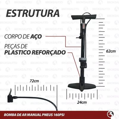Bomba De Ar Profissional Pneus Carro Moto Bicicleta