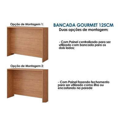 Bancada Ilha Cozinha Gourmet 125 cm Freijo - MGM