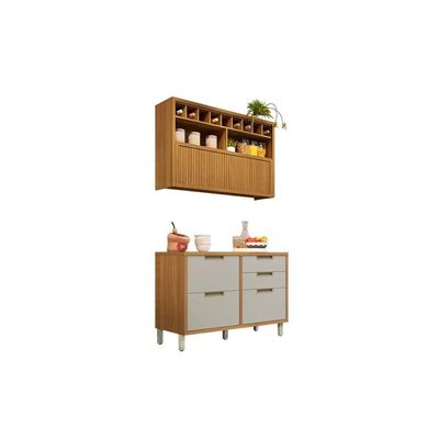 Cozinha Completa Imperatriz 2 Peças (Balcão + Aéreo) C2P25 Freijo/Off White - Nesher