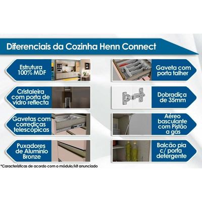 Tampo p/ Balcão Cozinha Gabinete Connect 20x53cm Duna - Henn