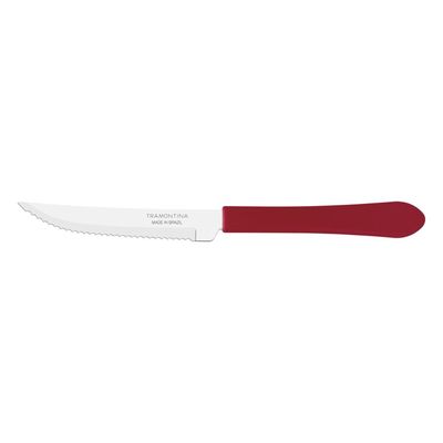 Kit 24 Faca Churrasco Tramontina Leme Inox Vermelho 4"