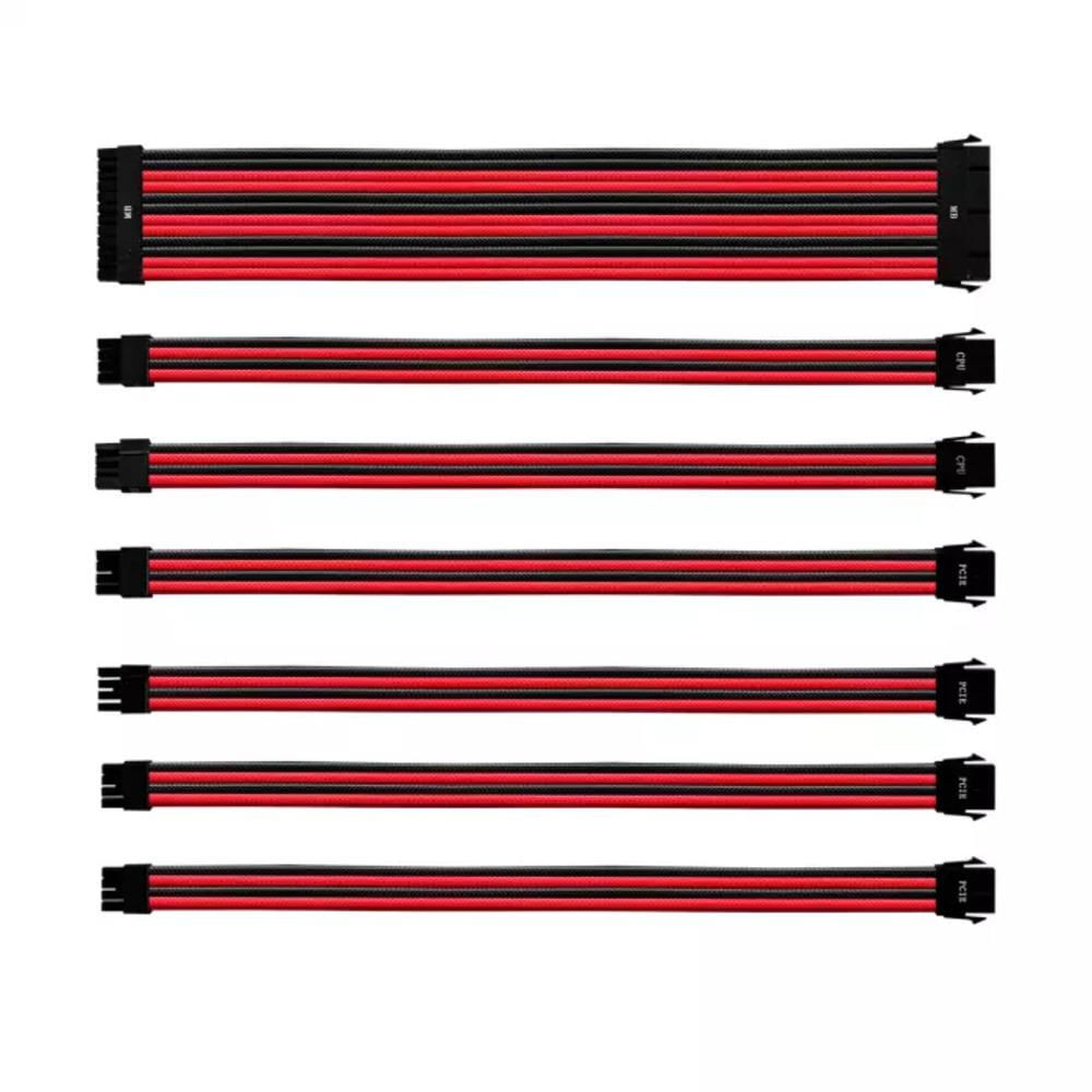 Kit de Cabo Extensor Sleeved para Fonte Cooler Master VERMELHO/PRETO RDBK GL PVC 30 CM 7 Cabos - CMA