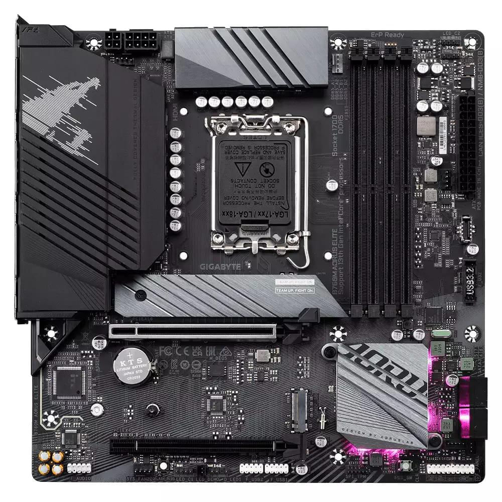 Placa Mae Gigabyte INTEL B760M Aorus Elite MATX LGA 1700 M.2 NVME 4XDDR5 MAX. 192GB 1X DP 1X HDMI
