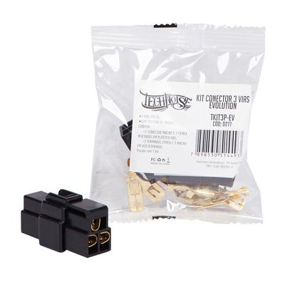Kit Conector Technoise 3 Vias com Trava Preto