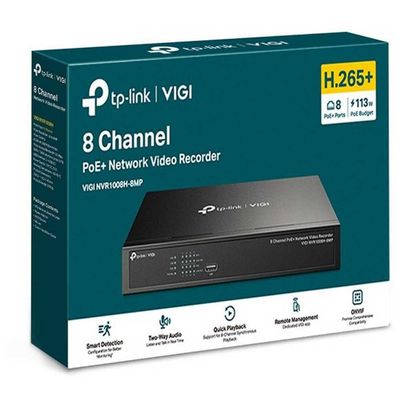 Gravador de Vídeo TP-LINK Rede Poe 8 Canais Vigi NVR1008H-8M