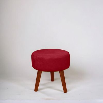 Puff Redondo Decorativo Danny Vermelho Pés Palito