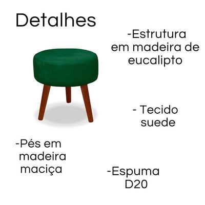Puff Redondo Decorativo Danny Verde Pés Palito
