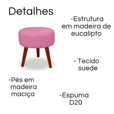 Puff Redondo Decorativo Danny Rose Pés Palito
