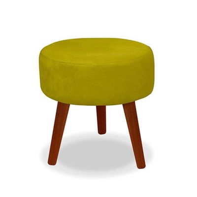 Puff Redondo Decorativo Danny Amarelo Pés Palito
