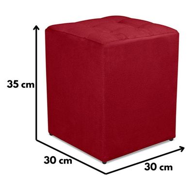 Puff Quadrado Decorativo Suede Vermelho