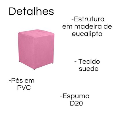 Puff Quadrado Decorativo Suede Rose