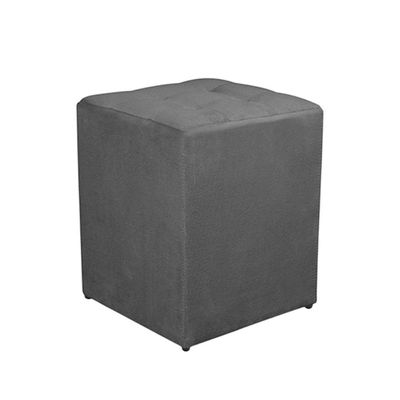 Puff Quadrado Decorativo Suede Cinza Escuro